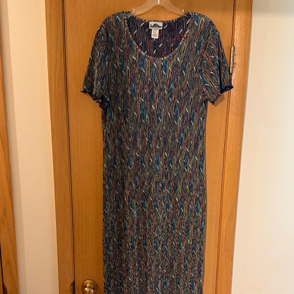 Superline USA Women’s Vintage Multicolor Maxi Dress Blue Green Size Large